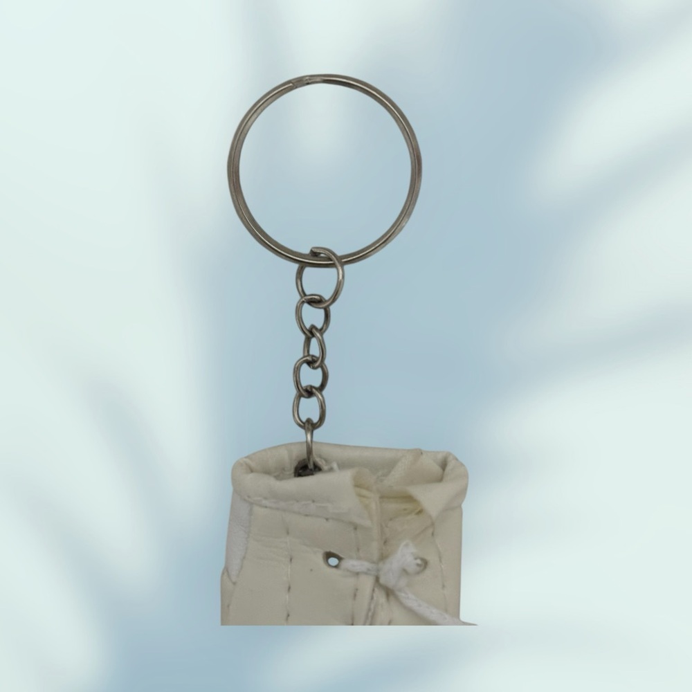 Sporty Mini Boxing Glove Keychain White/Silver - Picture 5 of 9